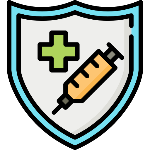 Vaccine in shield icon